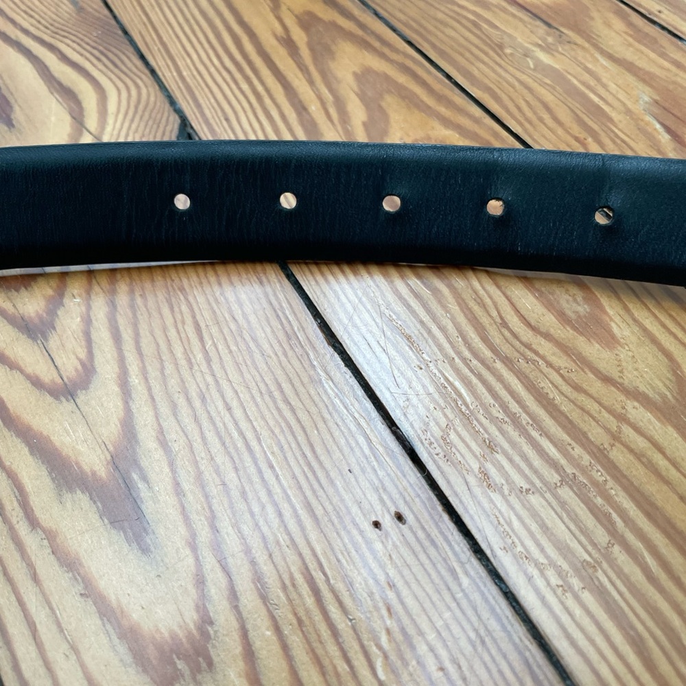 Men's Black Italian Leather Belt 52.5” - Picture 3 of 5